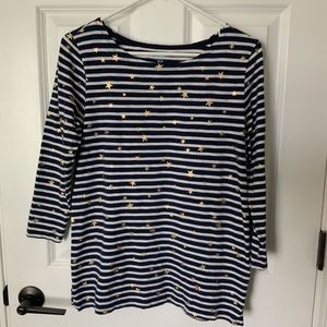 Old Navy Navy and White Striped 3/4 Sleeve Tee, Size Small
